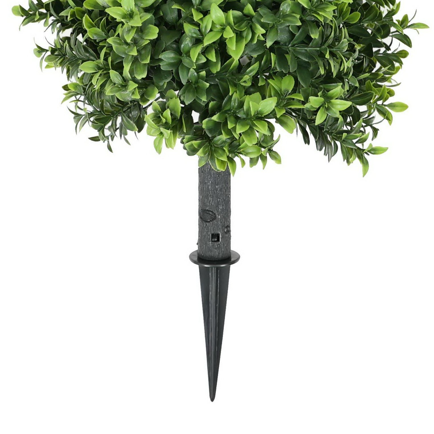 14-Inch Faux Boxwood Topiary Shrub with Ground Spike – UV-Resistant Artificial Boxwood Hedge