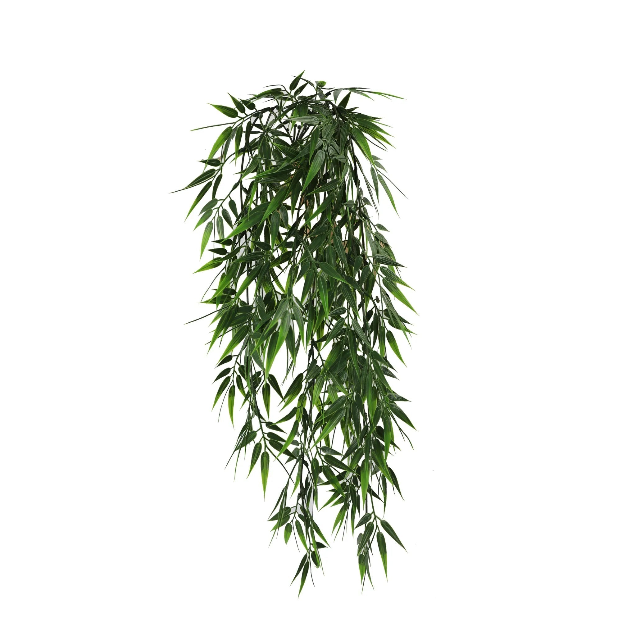Artificial Hanging Bamboo Leaf Garland Bushes – Dark Green UV Resistant & Fire Rated | 6.7in x 30in (17cm x 76cm Each)
