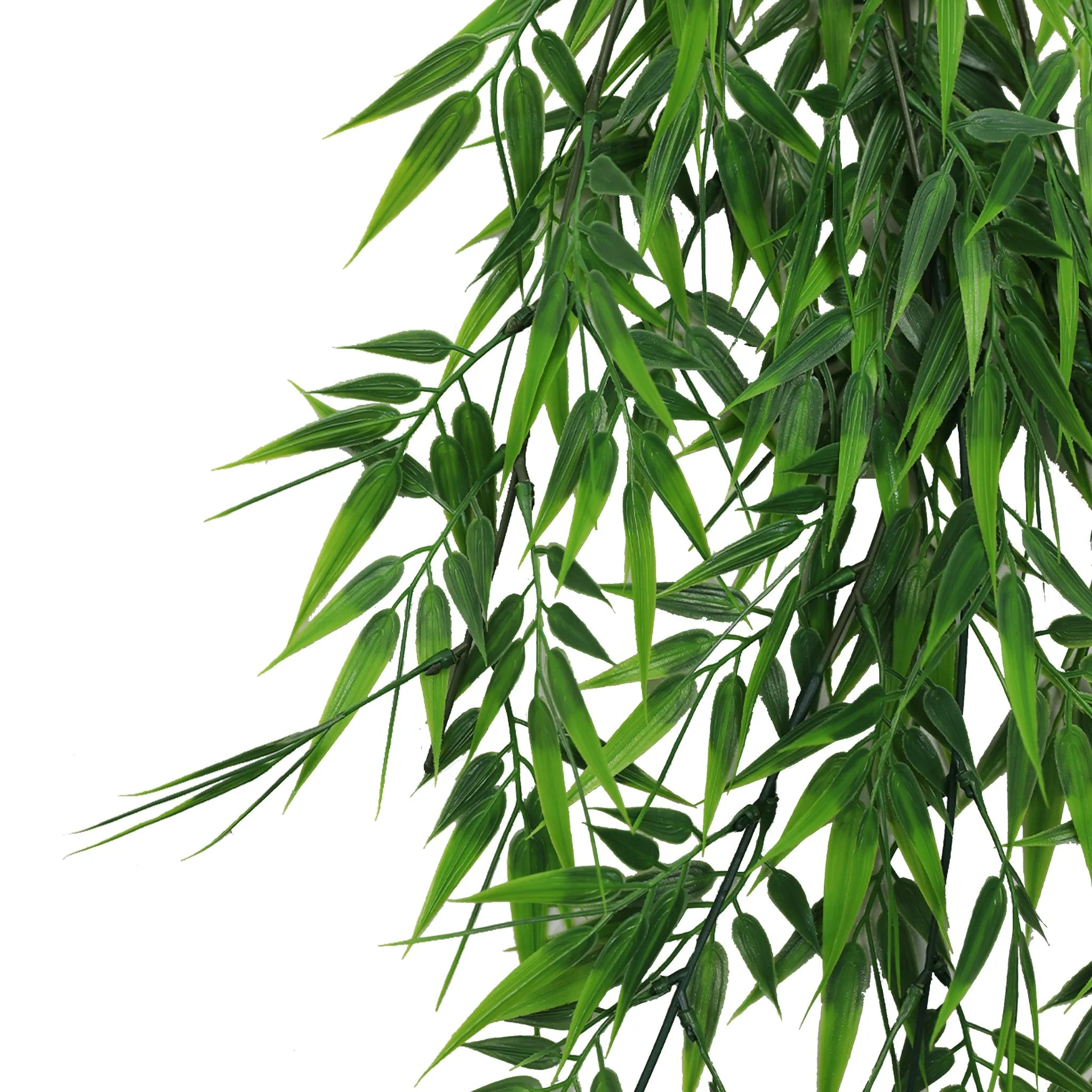 Artificial Hanging Bamboo Leaf Garland Bushes – Dark Green UV Resistant & Fire Rated | 6.7in x 30in (17cm x 76cm Each)