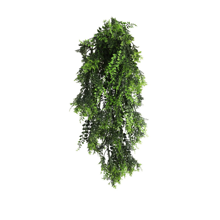 Artificial Hanging Mediterranean Fern Vine – UV Resistant & Fire Rated (8.6in x 30in | 22cm x 76cm)