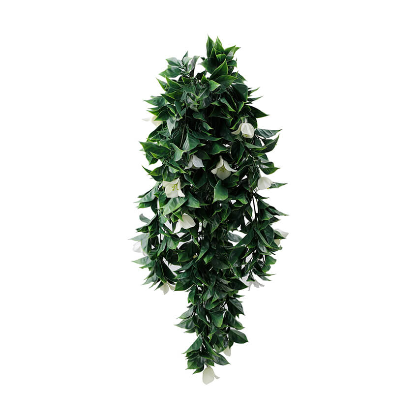 (5 Pieces) Hanging White Artificial Bougainvillea Plant UV Resistant 30"
