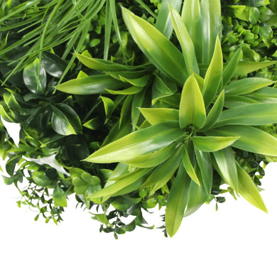 Luxury Artificial Green Wall Plant Wall Circle 20" White Frame UV Resistant