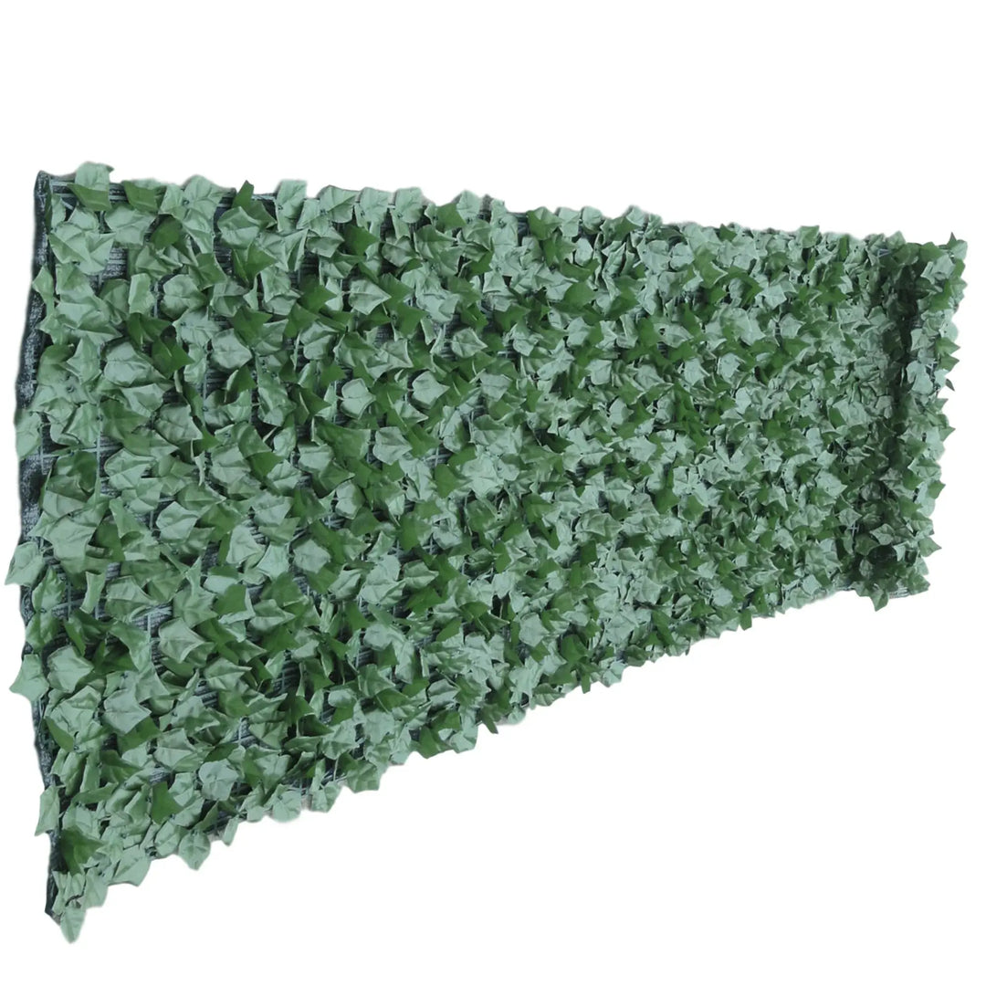 Faux ivy privacy fence roll with shade cloth backing on a chain-link fence