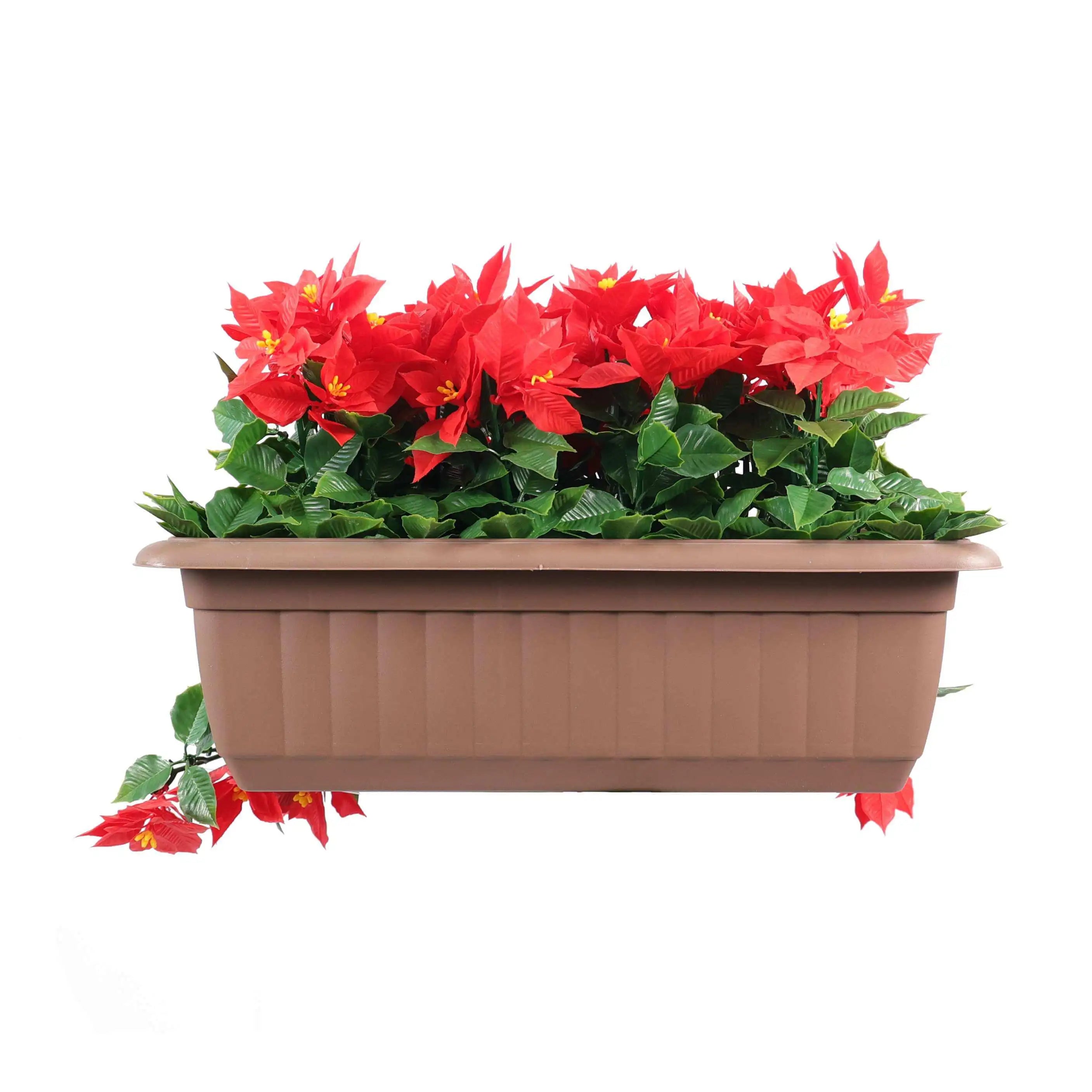 Artificial Draping Poinsettia Window Box Planter 20" x 14" UV Resistant (Outdoor Proof)