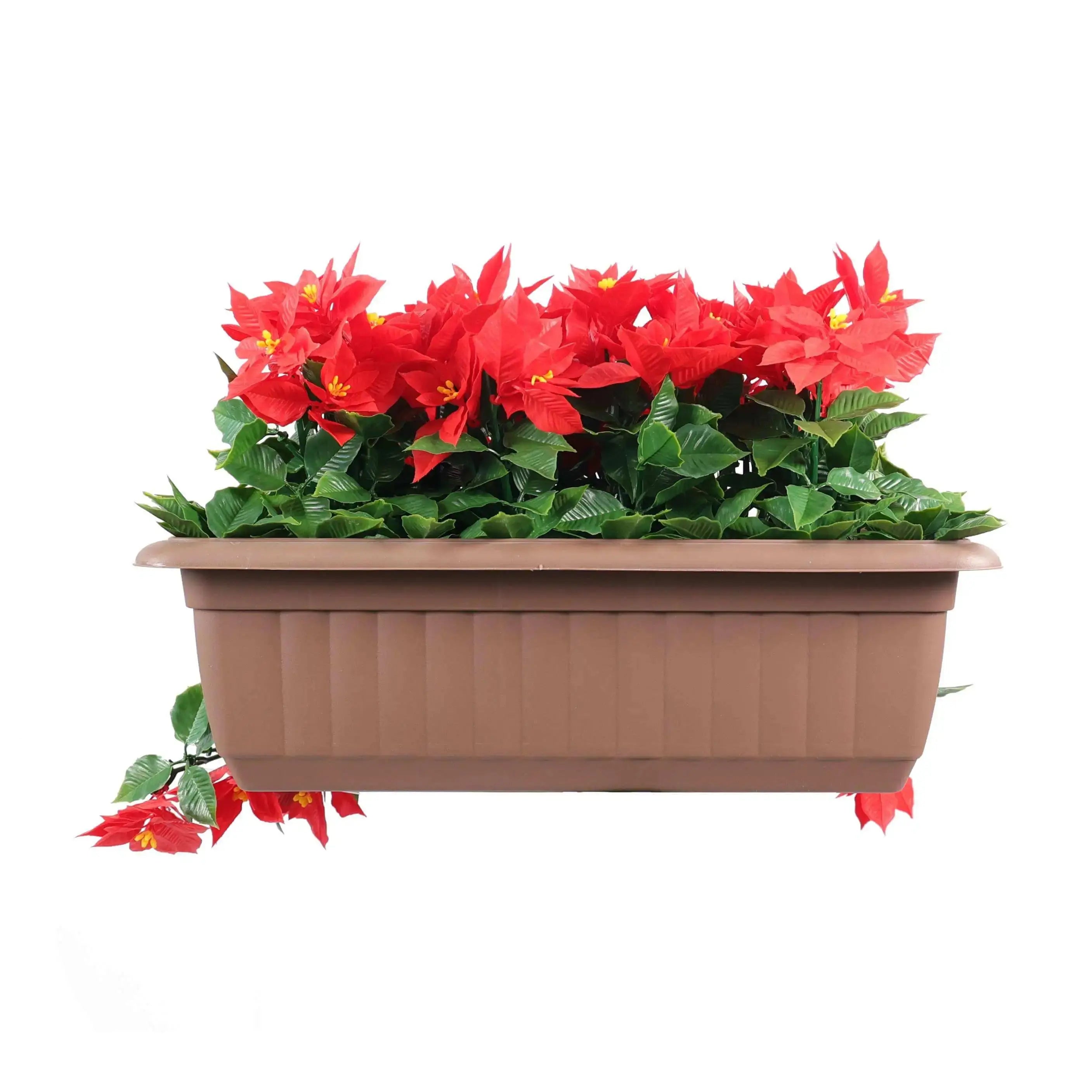 Artificial Draping Poinsettia Window Box Planter 20" x 14" UV Resistant (Outdoor Proof)