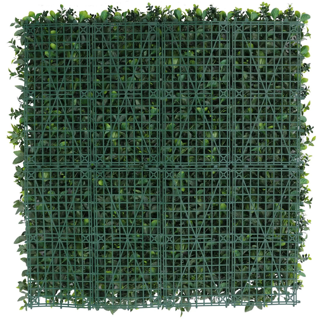Artificial Living Wall With Lavender Flowers Back View of Hedge Panel
