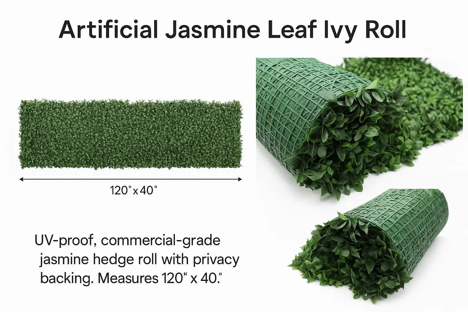 Premium Forest Jasmine Artificial Hedge Screen Roll 300cm x 100cm UV Resistant