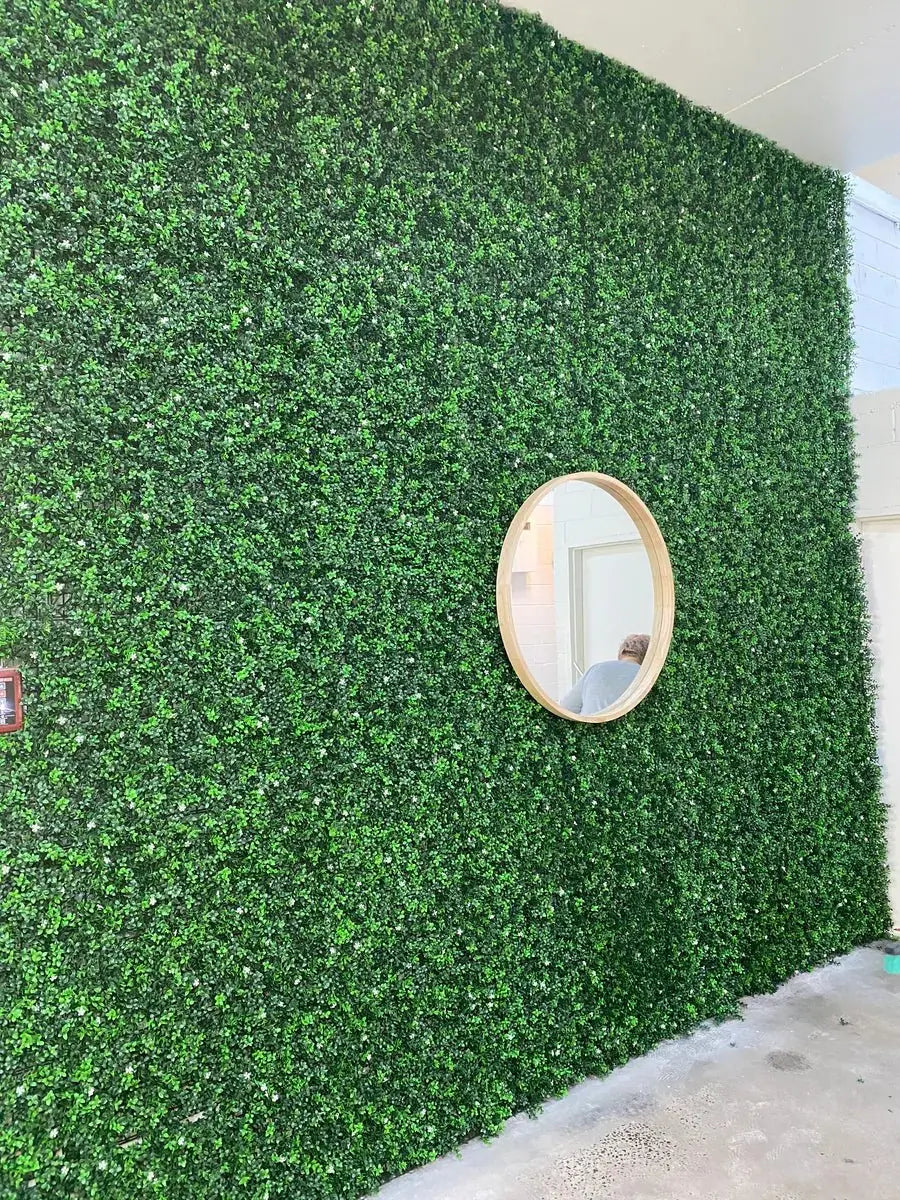 Faux Boxwood Panel with Flowers