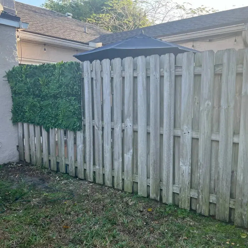 Snowy White Artificial Vertical Garden on Wooden Fence