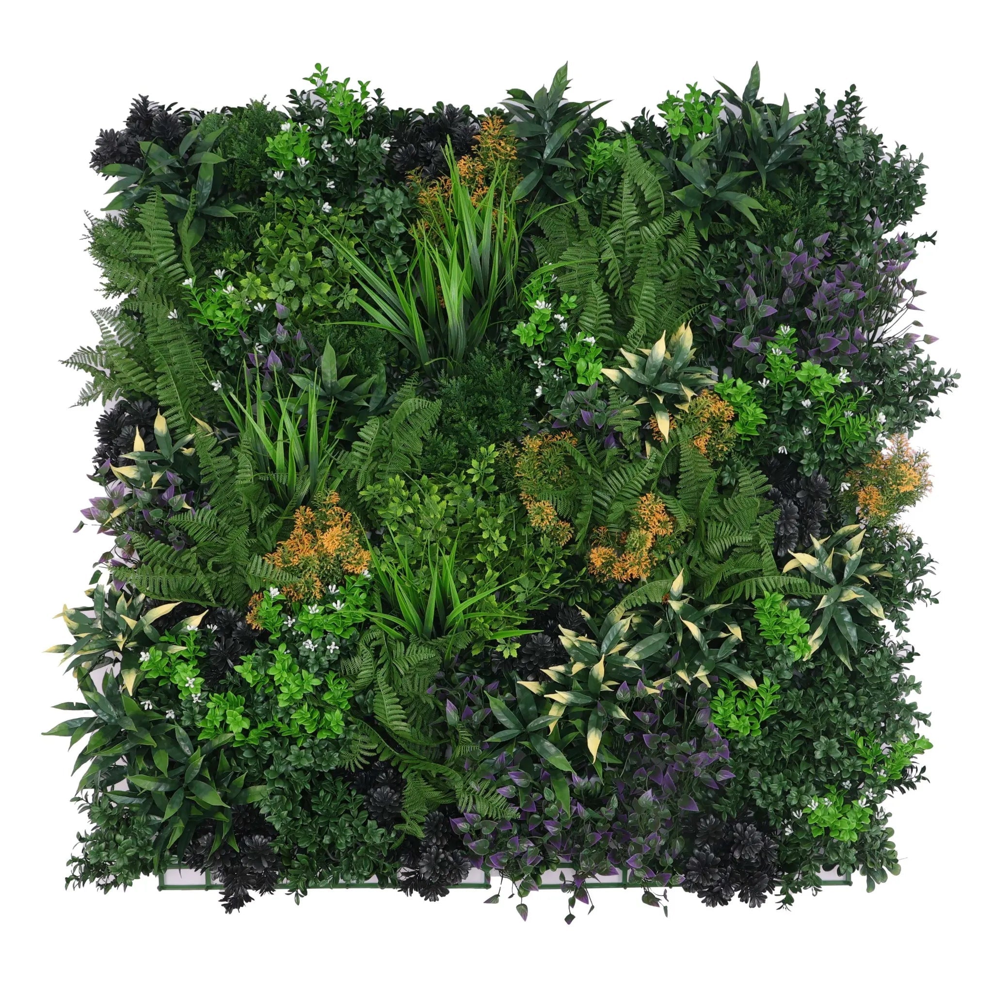Floral Fusion artificial green wall panel 40x40in with flowering UV-resistant foliage