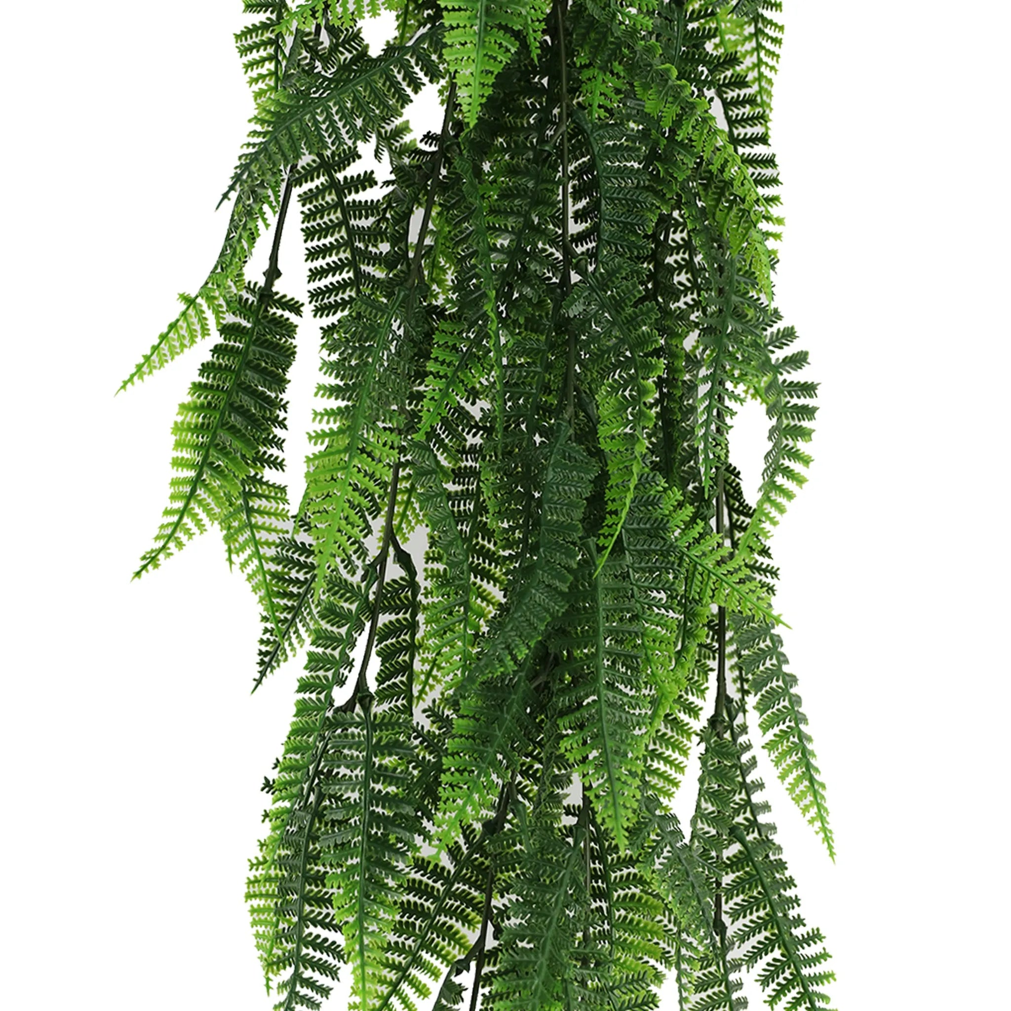 Artificial Hanging Fern Garland Bushes (UV Resistant & Fire Rated | 7.1in x 30in | 18cm x 76cm Each)