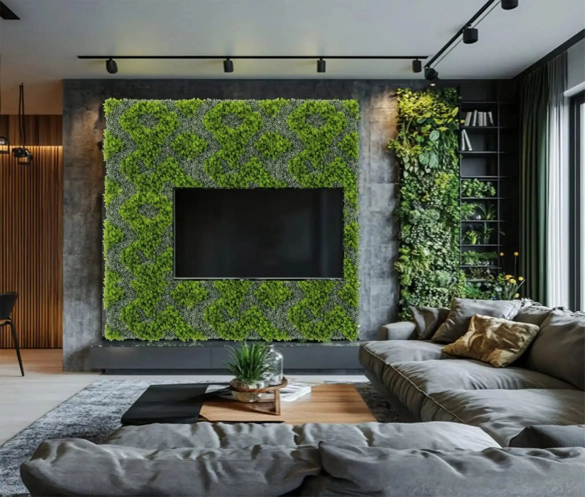 Natural Green and White Artificial Moss / Green Wall UV Resistant 40" x 40"