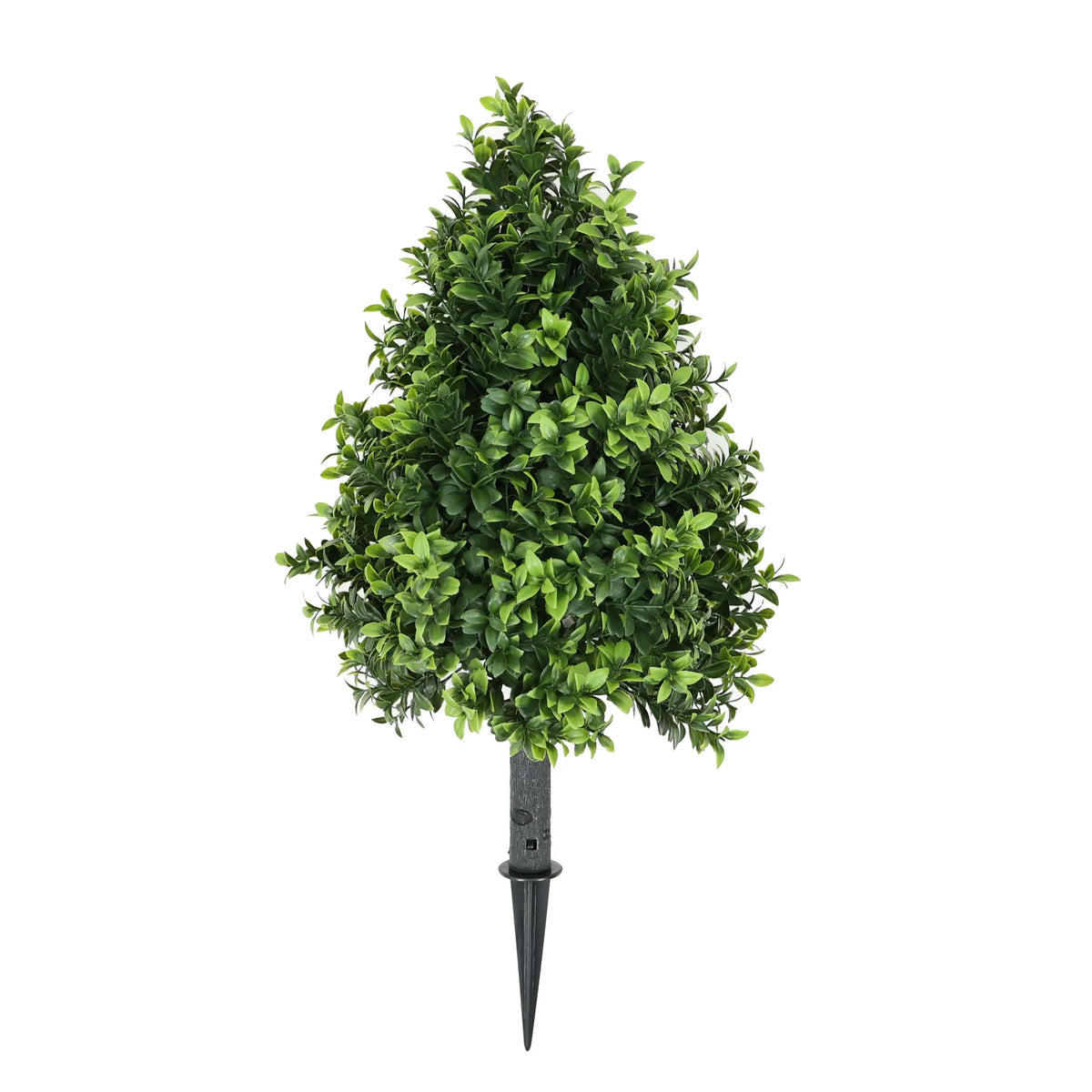 14-Inch Faux Boxwood Topiary Shrub with Ground Spike – UV-Resistant Artificial Boxwood Hedge 