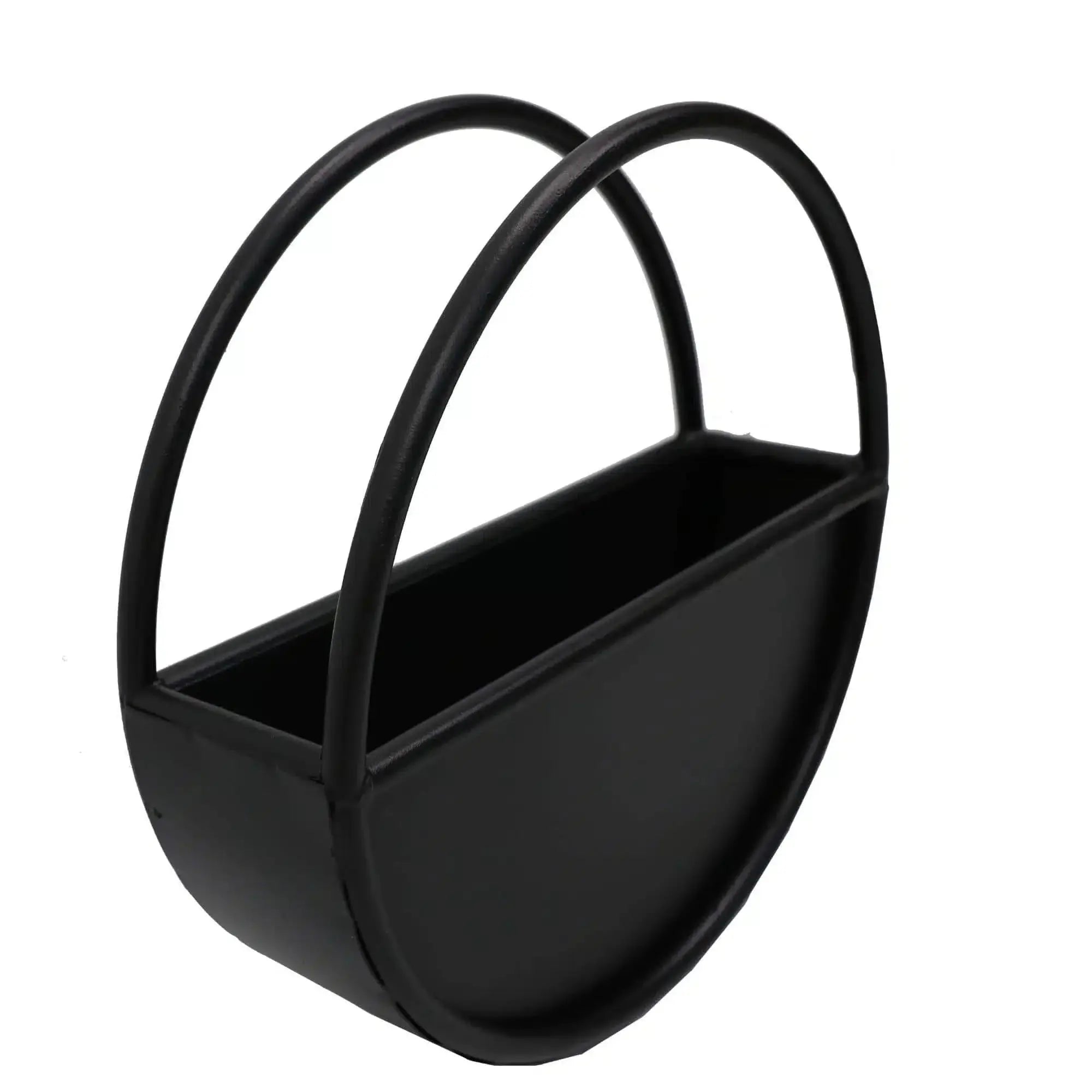 Premium Floating Half Moon / Semi Circle Metal Wall Planter | Onyx Black 35cm / 14" 
