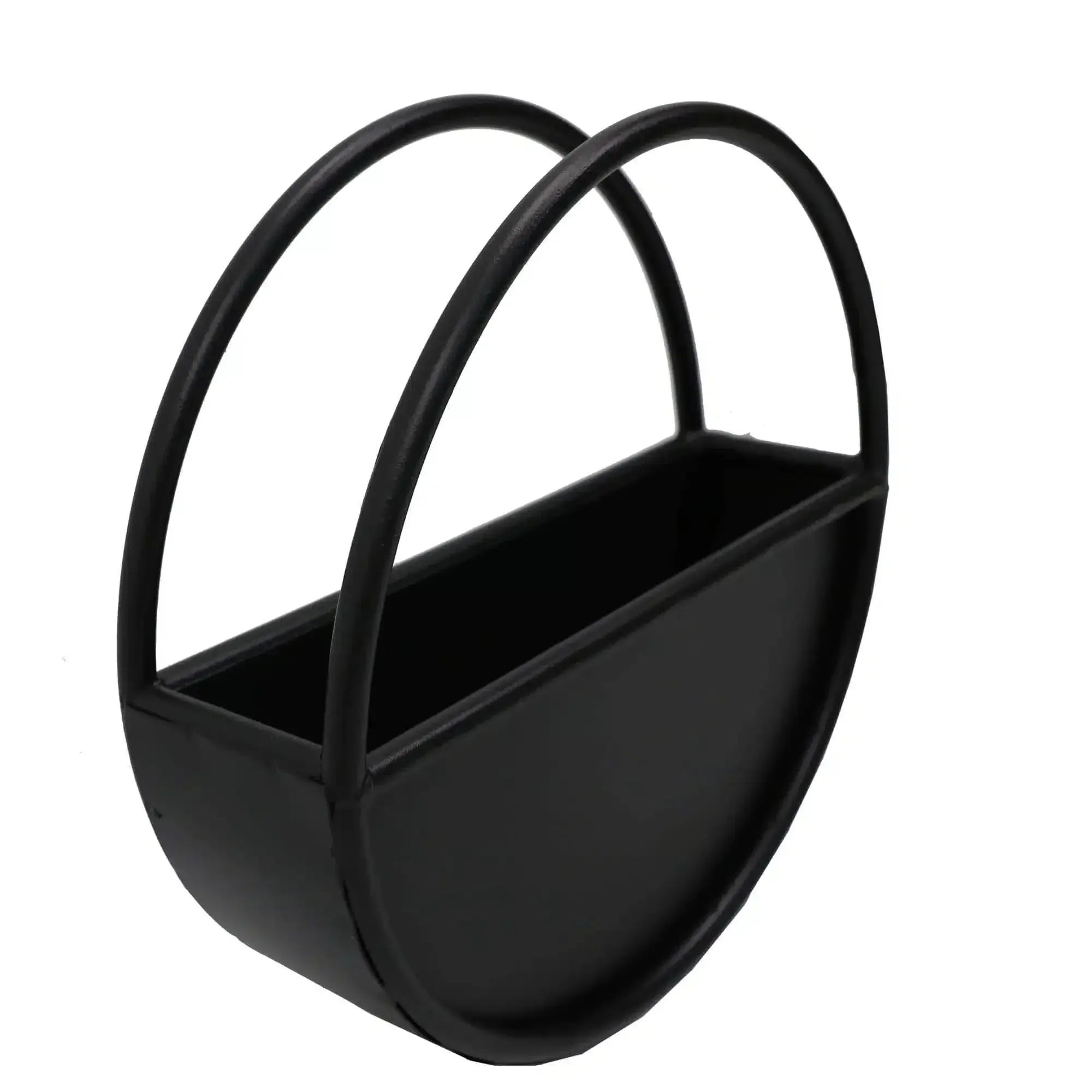 Premium Floating Half Moon / Semi Circle Metal Wall Planter | Onyx Black 45cm / 17.5" 