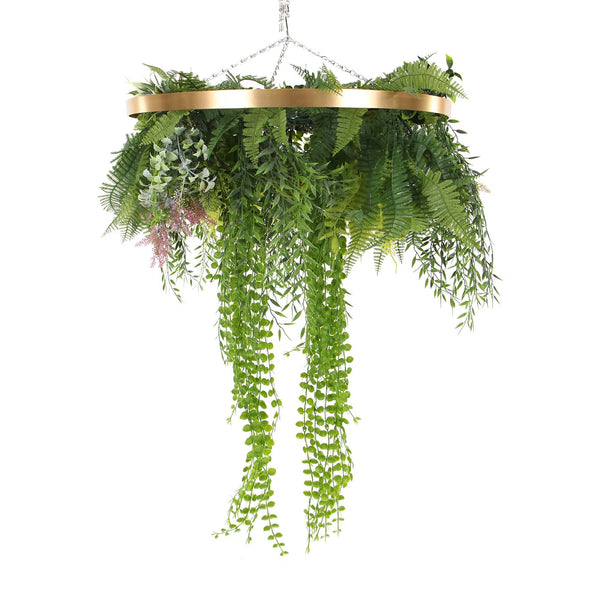 Hanging faux plant disc art decor