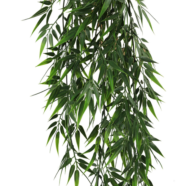 Artificial Hanging Bamboo Leaf Garland Bushes – Dark Green UV Resistant & Fire Rated | 6.7in x 30in (17cm x 76cm Each) 