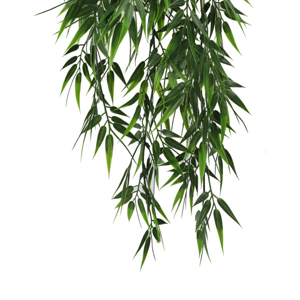 Artificial Hanging Bamboo Leaf Garland Bushes – Dark Green UV Resistant & Fire Rated | 6.7in x 30in (17cm x 76cm Each) 