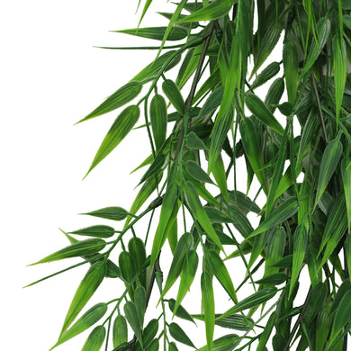 Artificial Hanging Bamboo Leaf Garland Bushes – Dark Green UV Resistant & Fire Rated | 6.7in x 30in (17cm x 76cm Each) 