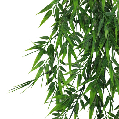 Artificial Hanging Bamboo Leaf Garland Bushes – Dark Green UV Resistant & Fire Rated | 6.7in x 30in (17cm x 76cm Each) 