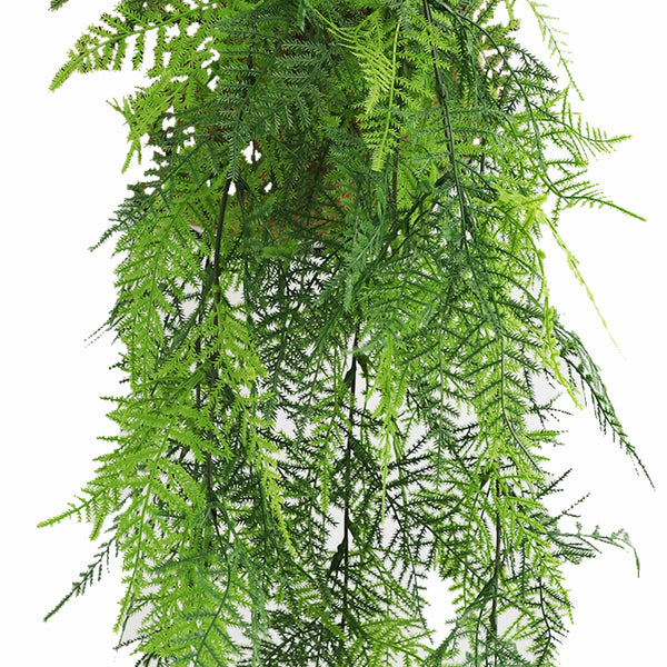 Artificial Hanging Lace Fern Garland Bushes – Vivid Green UV Resistant & Fire Rated | 5.9in x 30in (15cm x 76cm Each) 