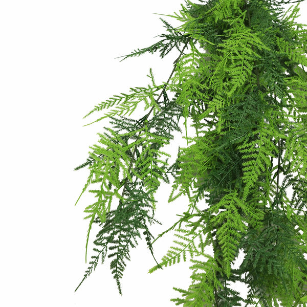 Artificial Hanging Lace Fern Garland Bushes – Vivid Green UV Resistant & Fire Rated | 5.9in x 30in (15cm x 76cm Each) 