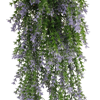 Artificial Hanging Purple & Green Willow Leaf Garland Bushes UV Resistant & Fire Rated | 7.8in x 30in (20cm x 76cm Each) 