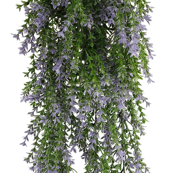 Artificial Hanging Purple & Green Willow Leaf Garland Bushes UV Resistant & Fire Rated | 7.8in x 30in (20cm x 76cm Each) 