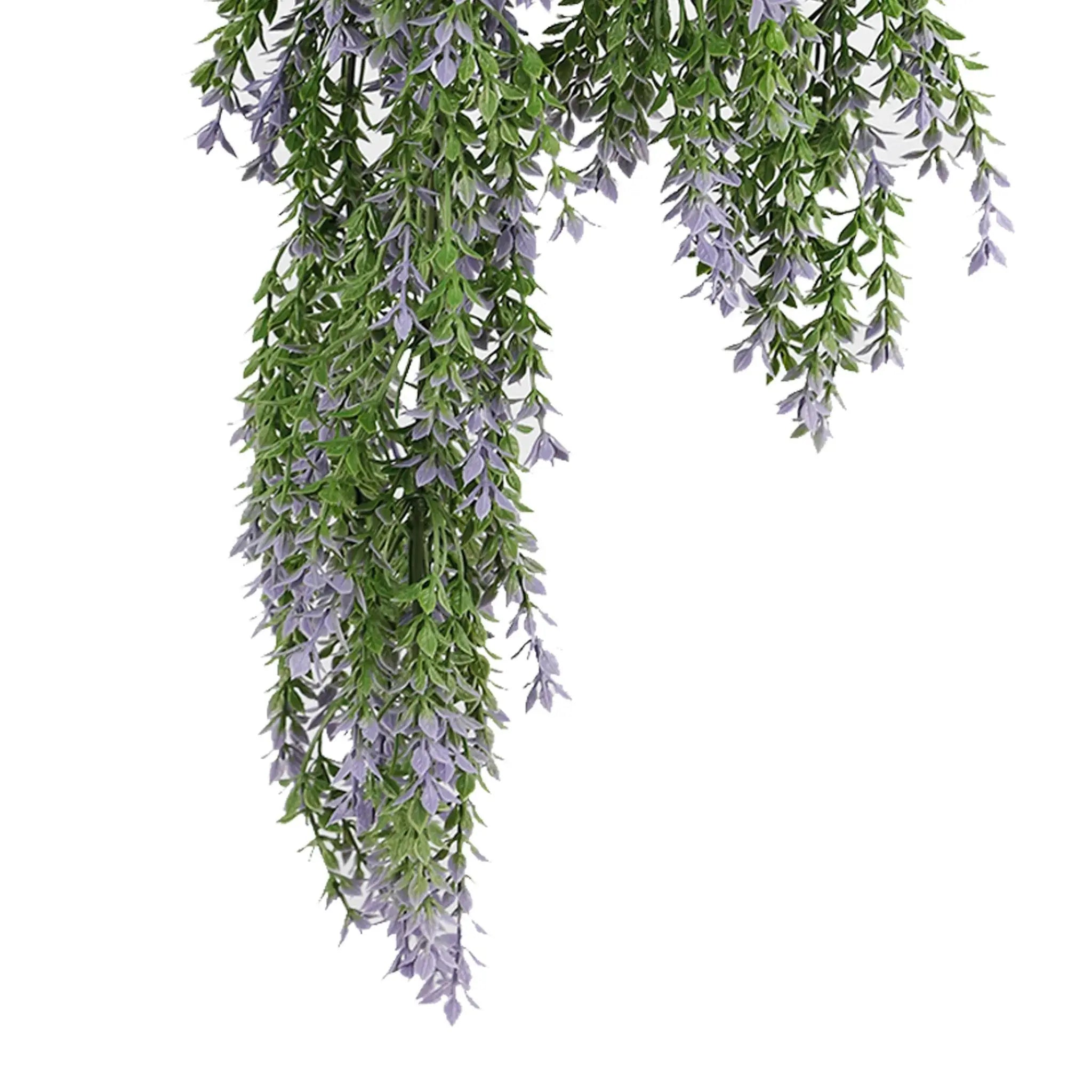 Artificial Hanging Purple & Green Willow Leaf Garland Bushes UV Resistant & Fire Rated | 7.8in x 30in (20cm x 76cm Each) 