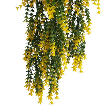 Artificial Hanging Yellow & Green Willow Leaf Garland Bushes UV Resistant & Fire Rated | 7.8in x 30in (20cm x 76cm Each) 