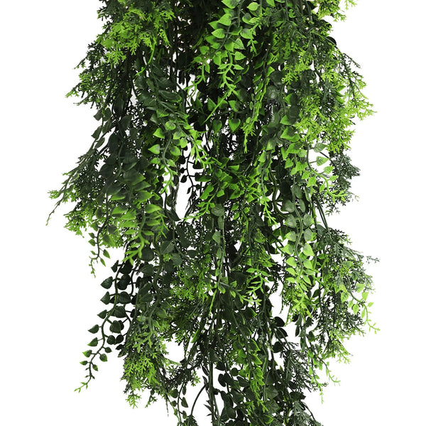 Artificial Hanging Mediterranean Fern Vine – UV Resistant & Fire Rated (8.6in x 30in | 22cm x 76cm) 