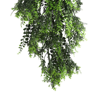 Artificial Hanging Mediterranean Fern Vine – UV Resistant & Fire Rated (8.6in x 30in | 22cm x 76cm) 