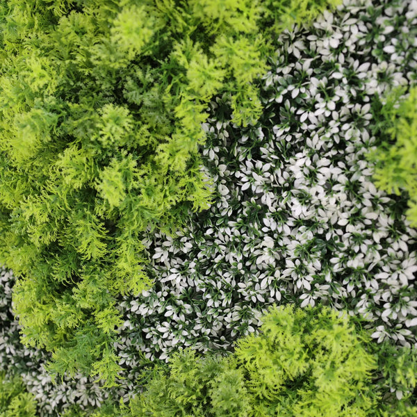 Natural Green and White Artificial Moss / Green Wall UV Resistant 40" x 40" 