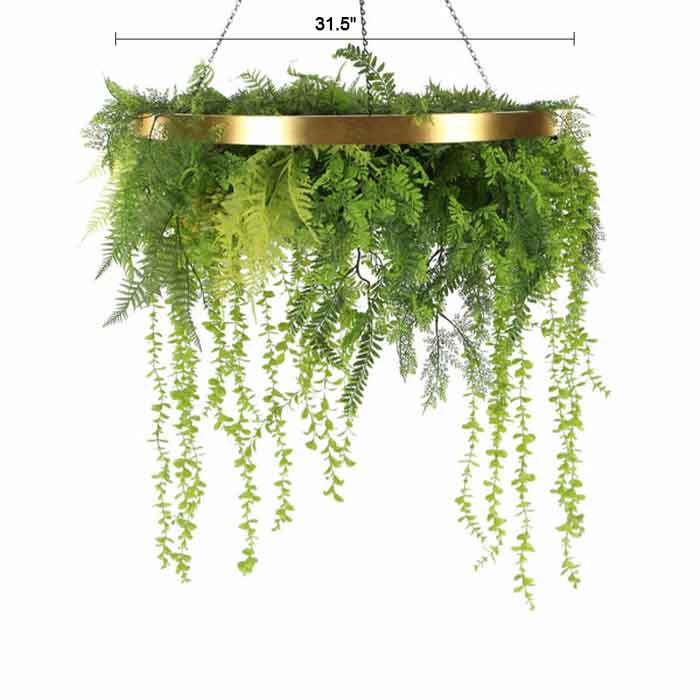 32-Inch Imitation Gold Artificial Hanging Green Wall Disc – Limited Edition  UV-Resistant Foliage 