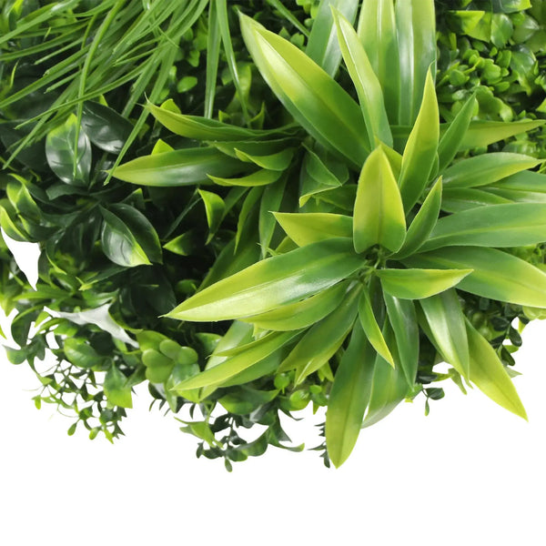 Luxury Artificial Green Wall Plant Wall Circle 30" White Frame UV Resistant 