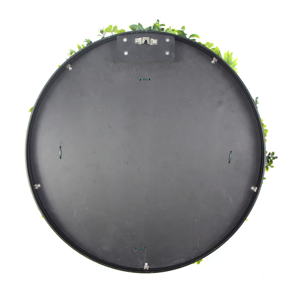 Slimline Flowering White Artificial Green Wall Disc UV Resistant 40" (White Frame Wall Art) 