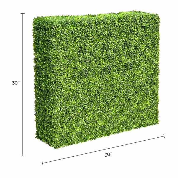 Premium Light Green Artificial Boxwood Hedge 30"L x 30"H Commercial Grade UV Resistant 