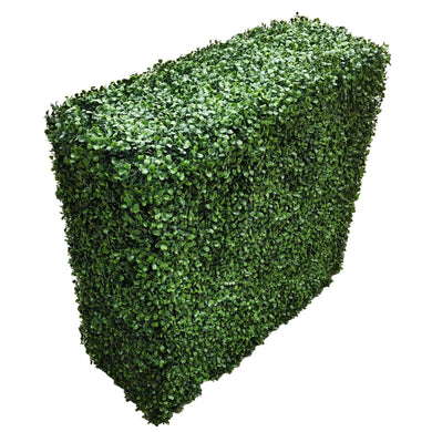 Two tone green artificial boxwood hedge panel 40x40in with realistic depth