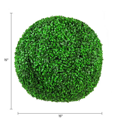 Artificial Boxwood Topiary Ball Set (2 Balls) 15 Inch UV Resistant 