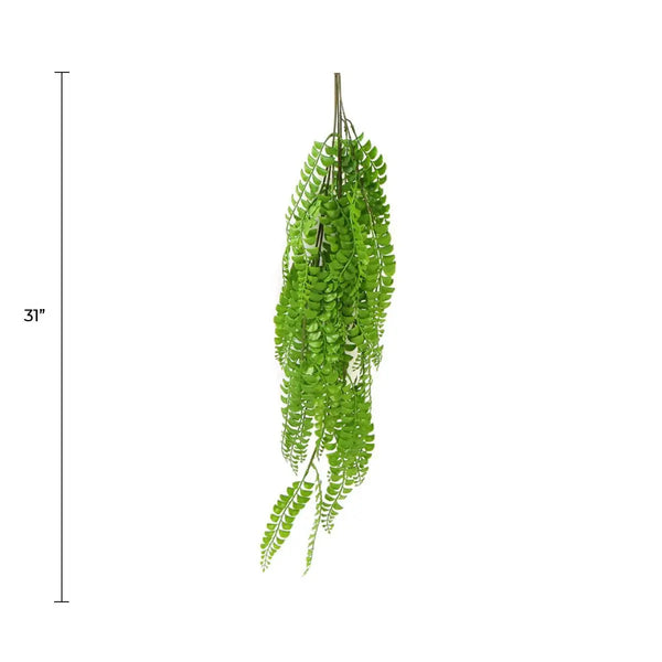 Artificial Dark Green Hanging Button Fern Plant 31" UV Resistant 