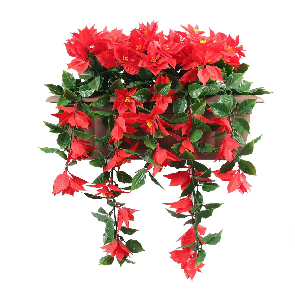 Artificial Draping Poinsettia Window Box Planter 20" x 14" UV Resistant (Outdoor Proof) 