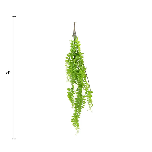 Artificial Light Green Hanging Button Fern Plant 31" UV Resistant 