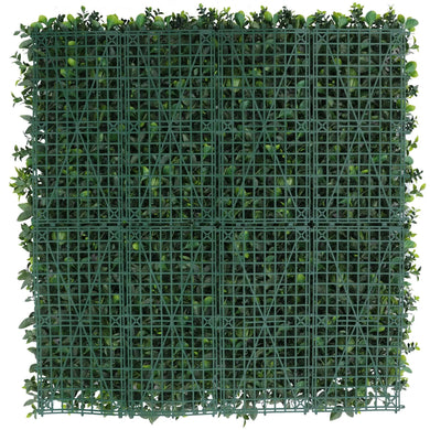 Artificial Living Wall With Lavender Flowers Back View of Hedge Panel