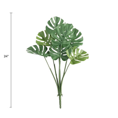 Artificial Monstera Split Leaf Philodendron Plant Stem 24" UV Resistant (Outdoor Proof) 