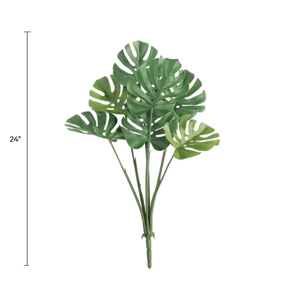 Artificial Monstera Split Leaf Philodendron Plant Stem 24" UV Resistant (Outdoor Proof) 
