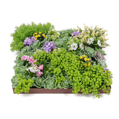 Artificial Moss and Succulent Hanging Wall Art Frame 20" Square UV Resistant (Outdoor Proof) 