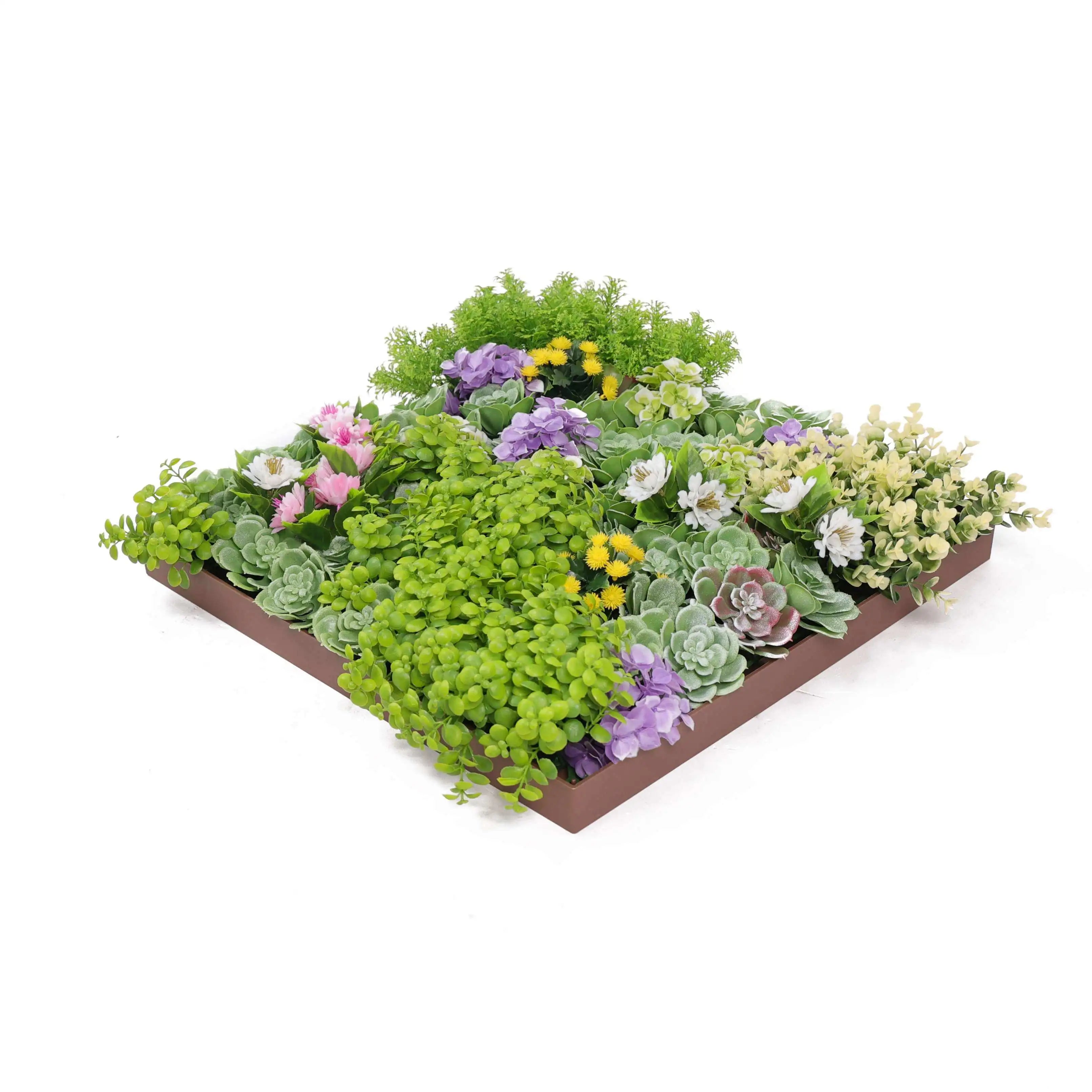 Artificial Moss and Succulent Hanging Wall Art Frame 20" Square UV Resistant (Outdoor Proof)