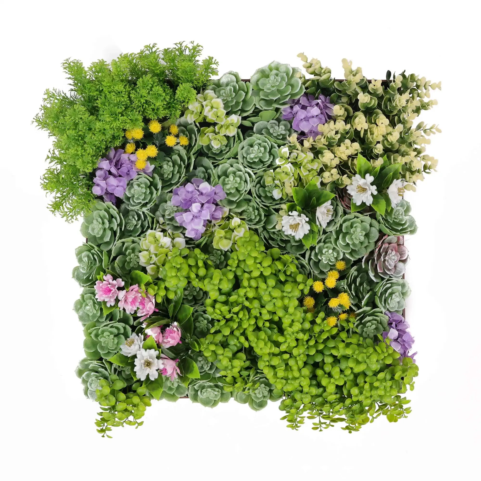 Artificial Moss and Succulent Hanging Wall Art Frame 20" Square UV Resistant (Outdoor Proof)