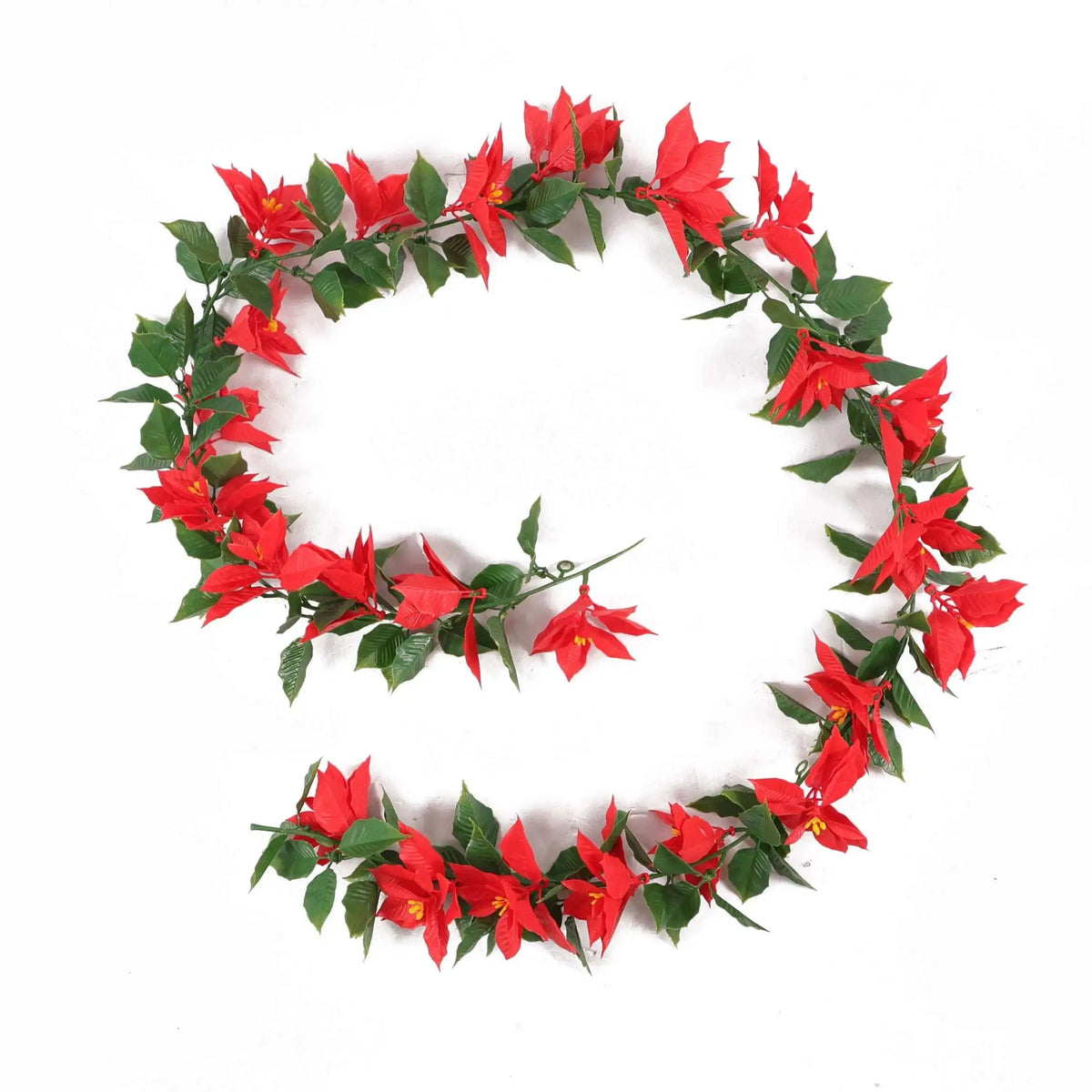 Artificial Poinsettia Garland 63" UV Resistant Interconnectable (Outdoor Proof) 