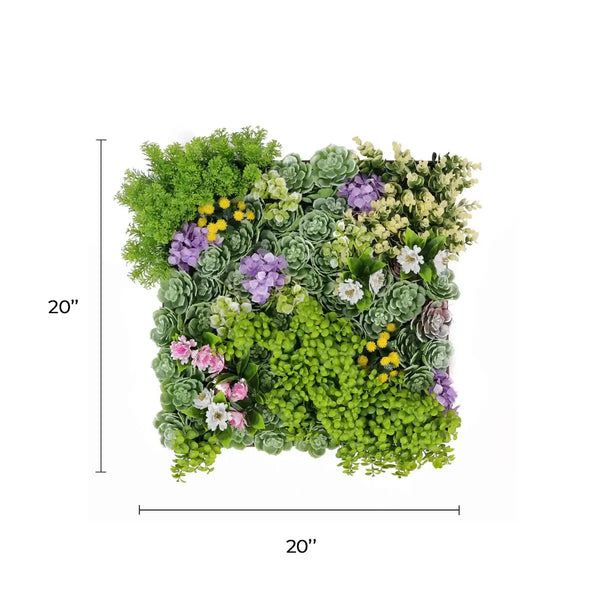 Artificial Moss and Succulent Hanging Wall Art Frame 20" Square UV Resistant (Outdoor Proof) 